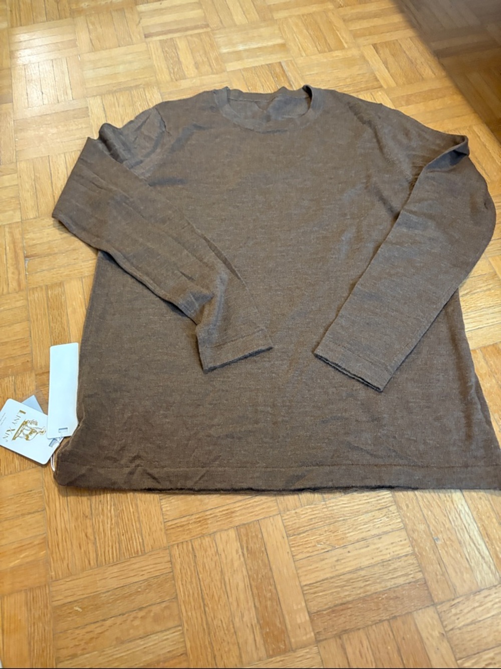 Liny  Xin Brown Long Sleeve Crewneck Top